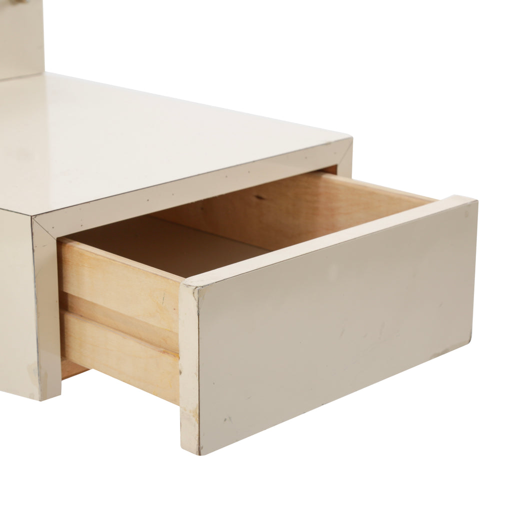 Cream Wood Hollywood Regency Makeup Vanity