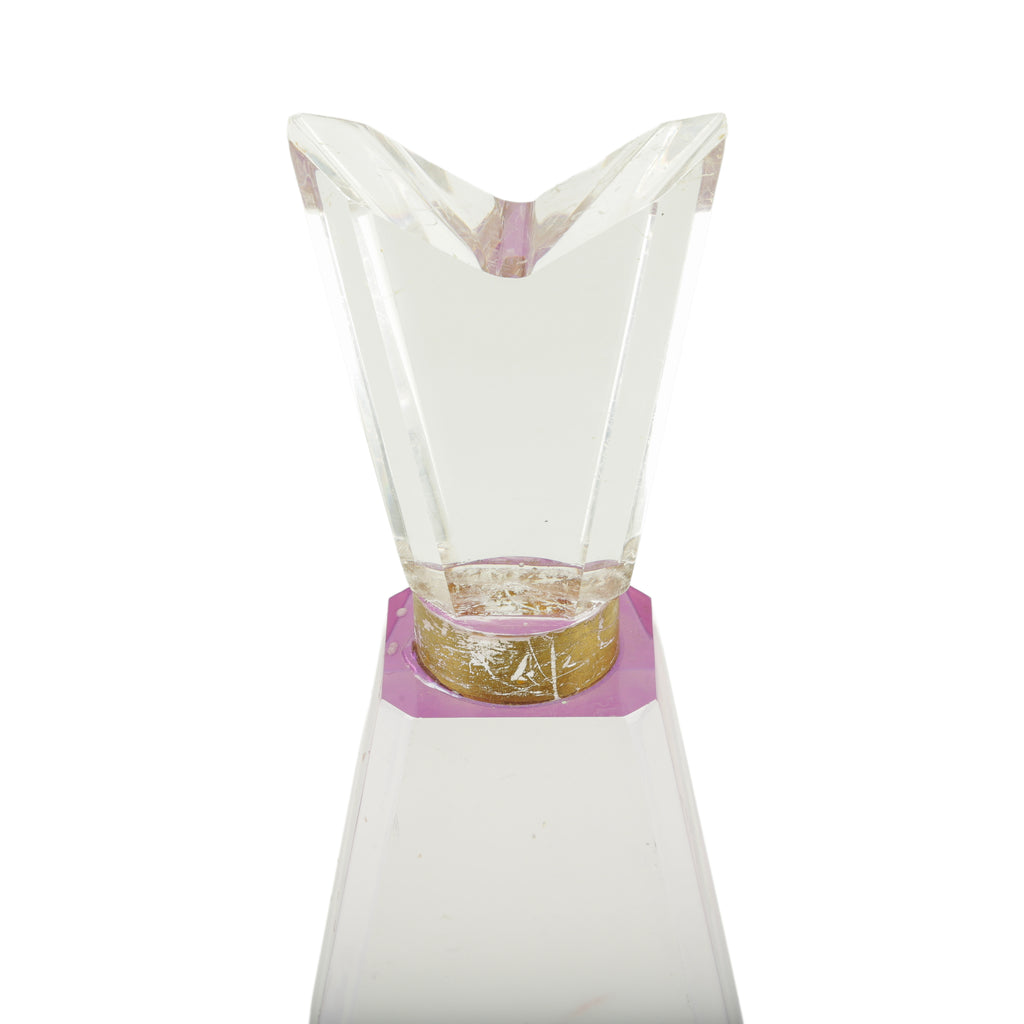 Geometric Clear and Lavender Acrylic Sculpture