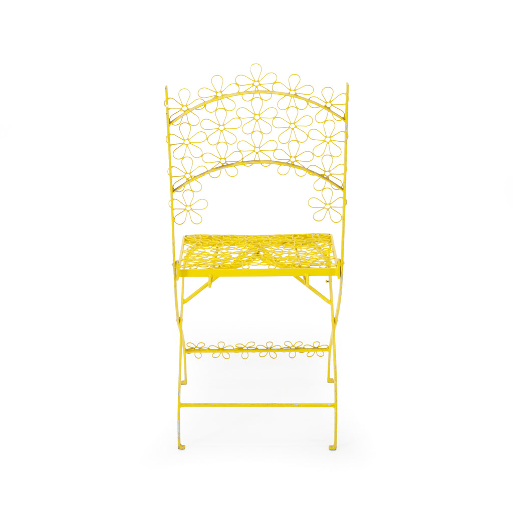 Yellow Floral Cutout Folding Chair