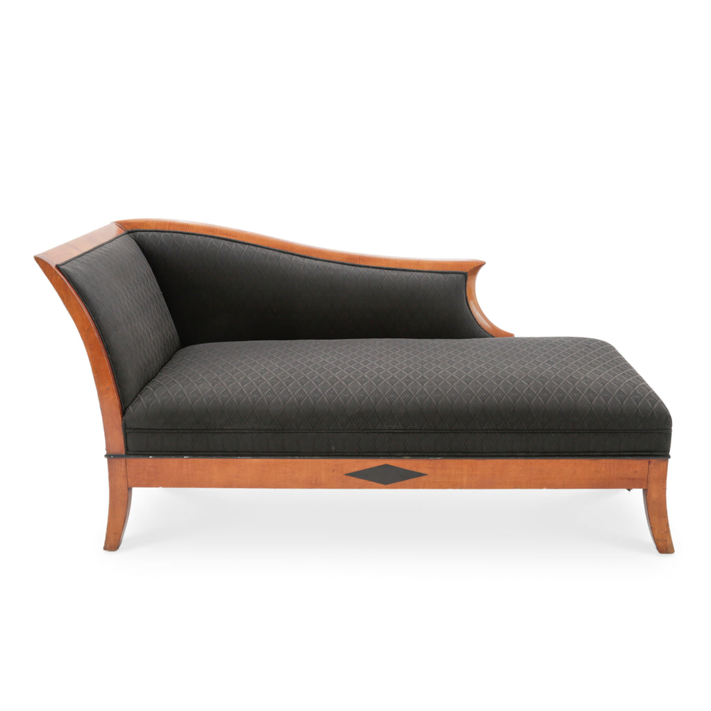 Cherry Wood and Black Diamond Pattern Chaise Lounge