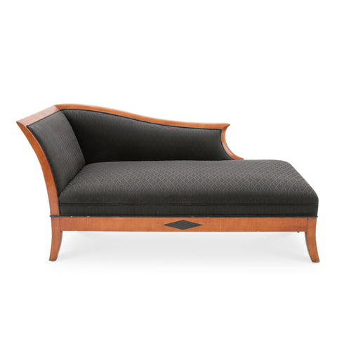 Cherry Wood and Black Diamond Pattern Chaise Lounge