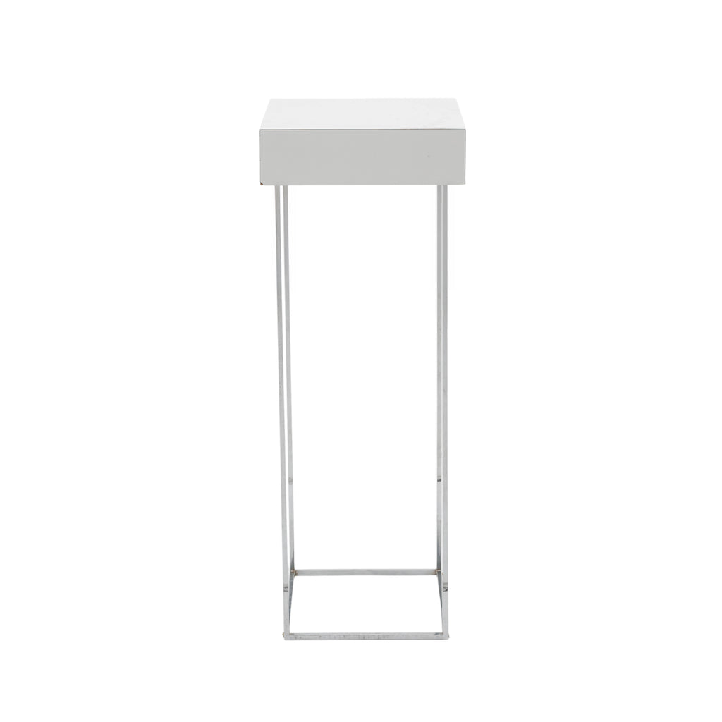 White Laminate Top Chrome Pedestal Table