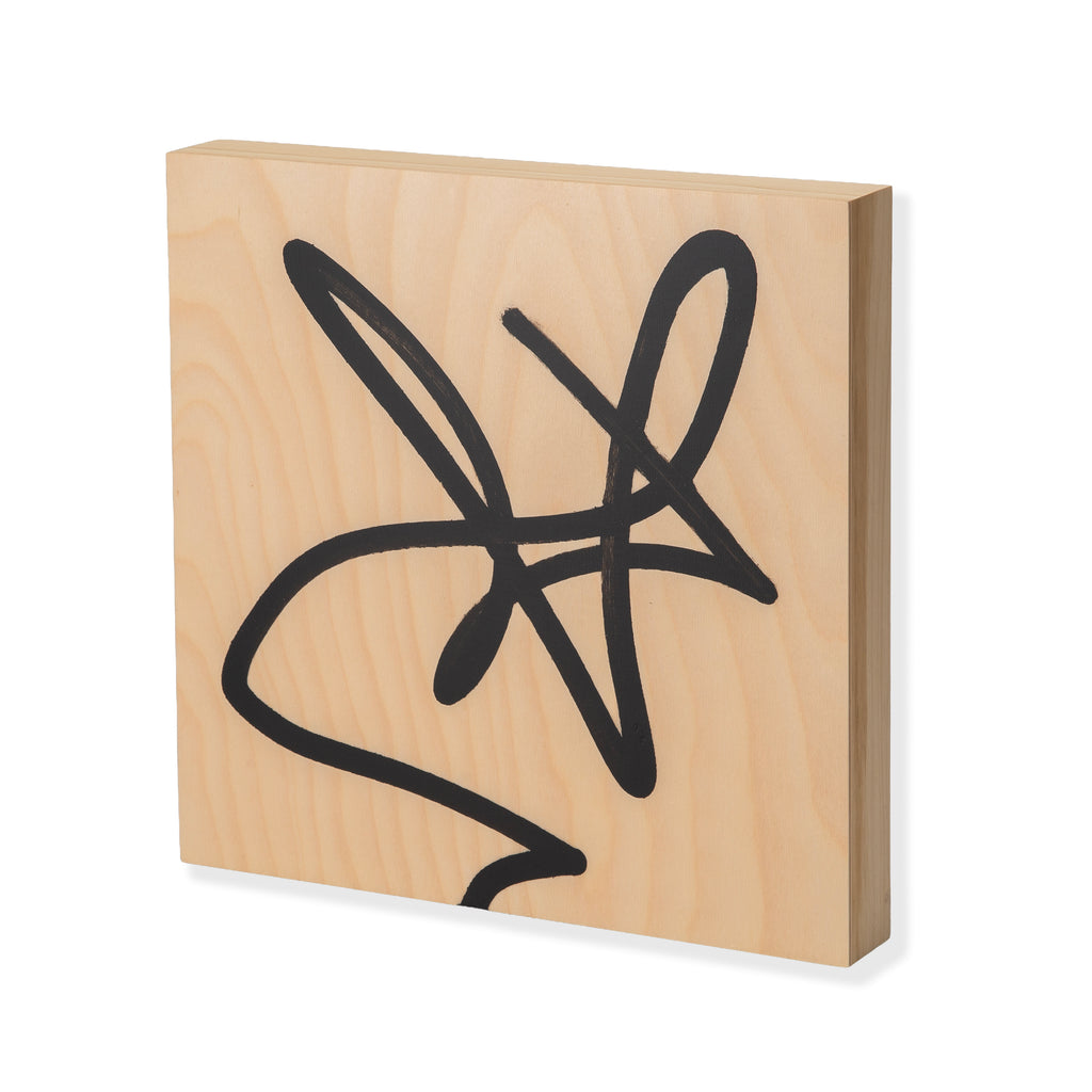 1430 (A+D) Squiggles Black on Wood B