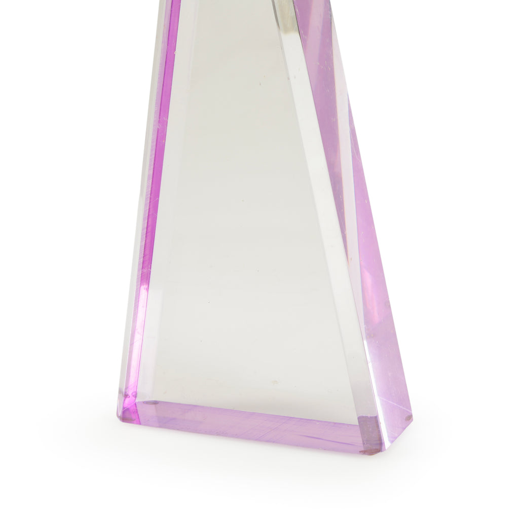 Geometric Clear and Lavender Acrylic Sculpture