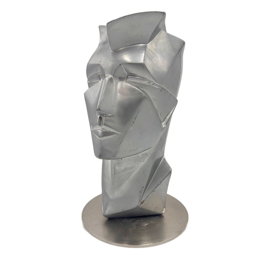Silver Geometric Abstract Bust Sculpture