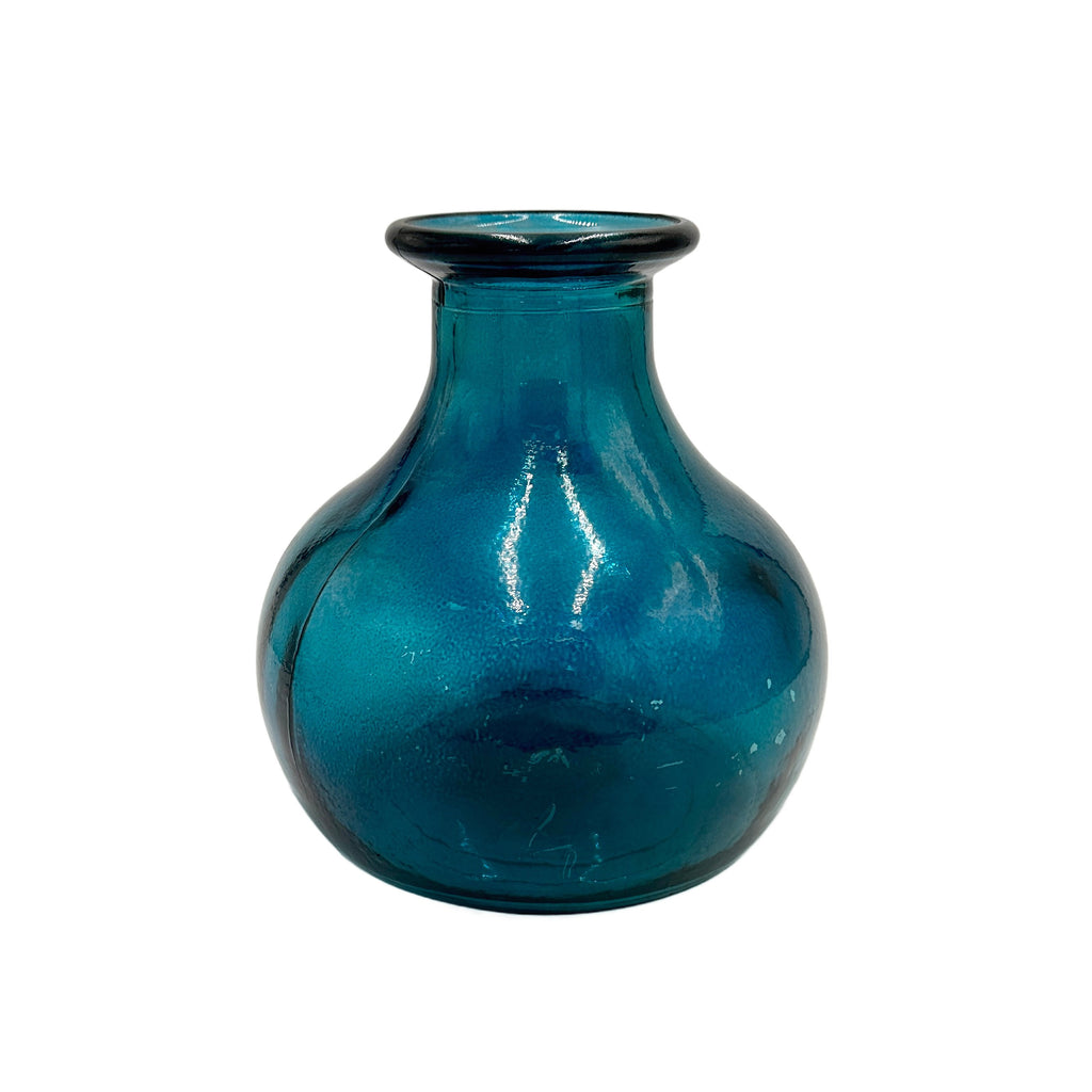 Blue Blown Glass Bulb Vase