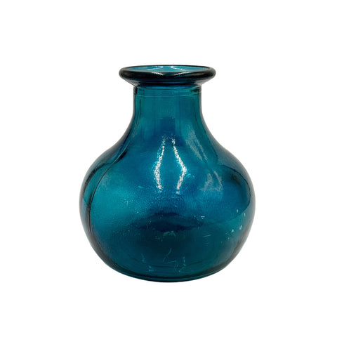 Blue Blown Glass Bulb Vase