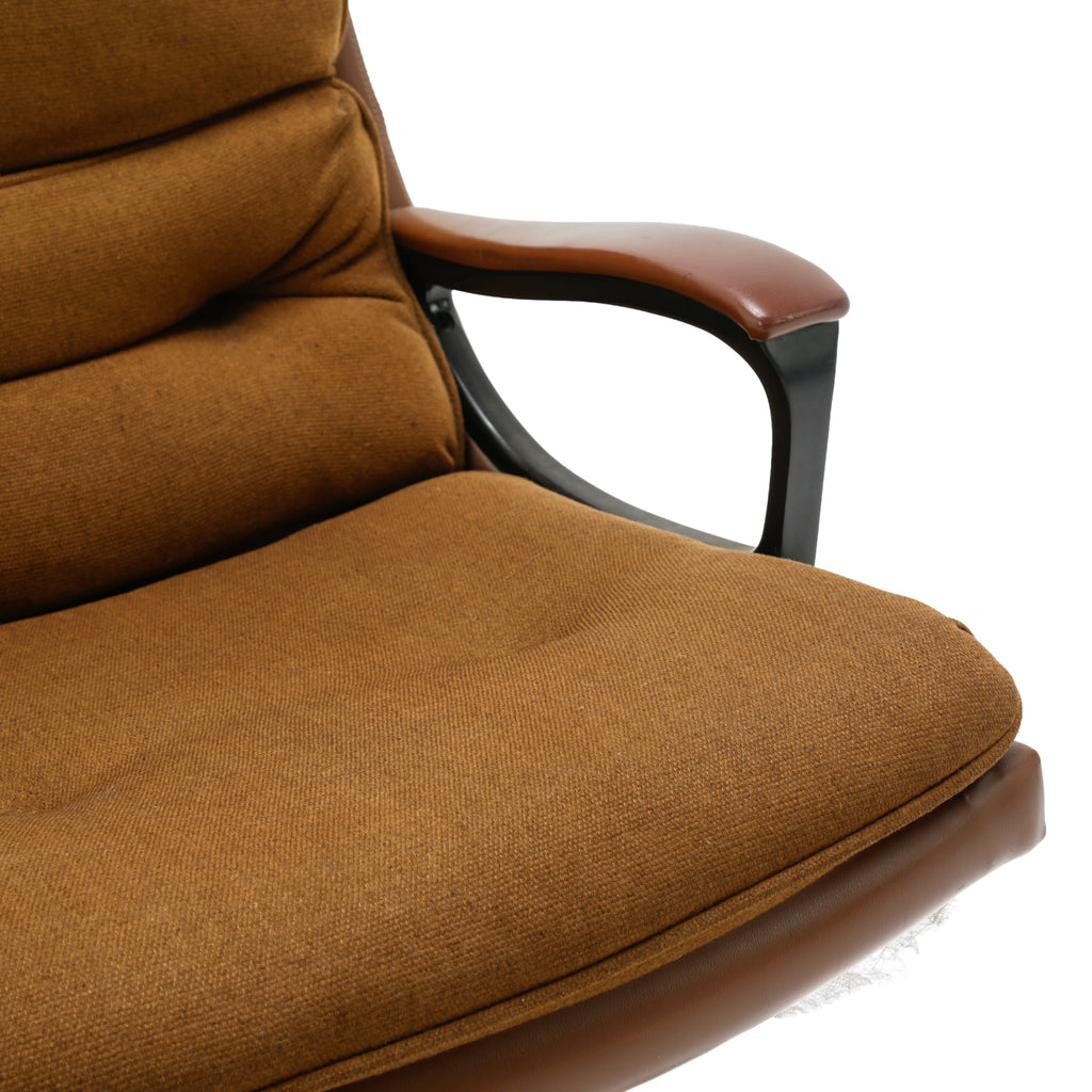 Mid-Century Brown Leather Swivel Executive Office Chair