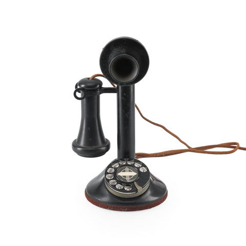 Black Candlestick Rotary Dial Telephone
