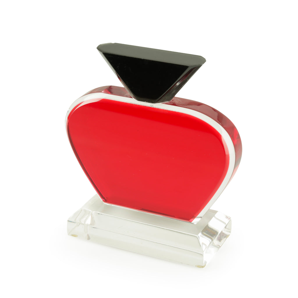 Red and Clear Acrylic Heart-Shaped Sculpture