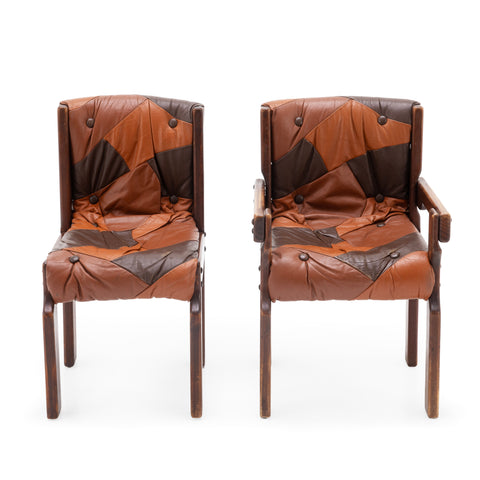 Two-Tone Patchwork Leather Tufted Armchair