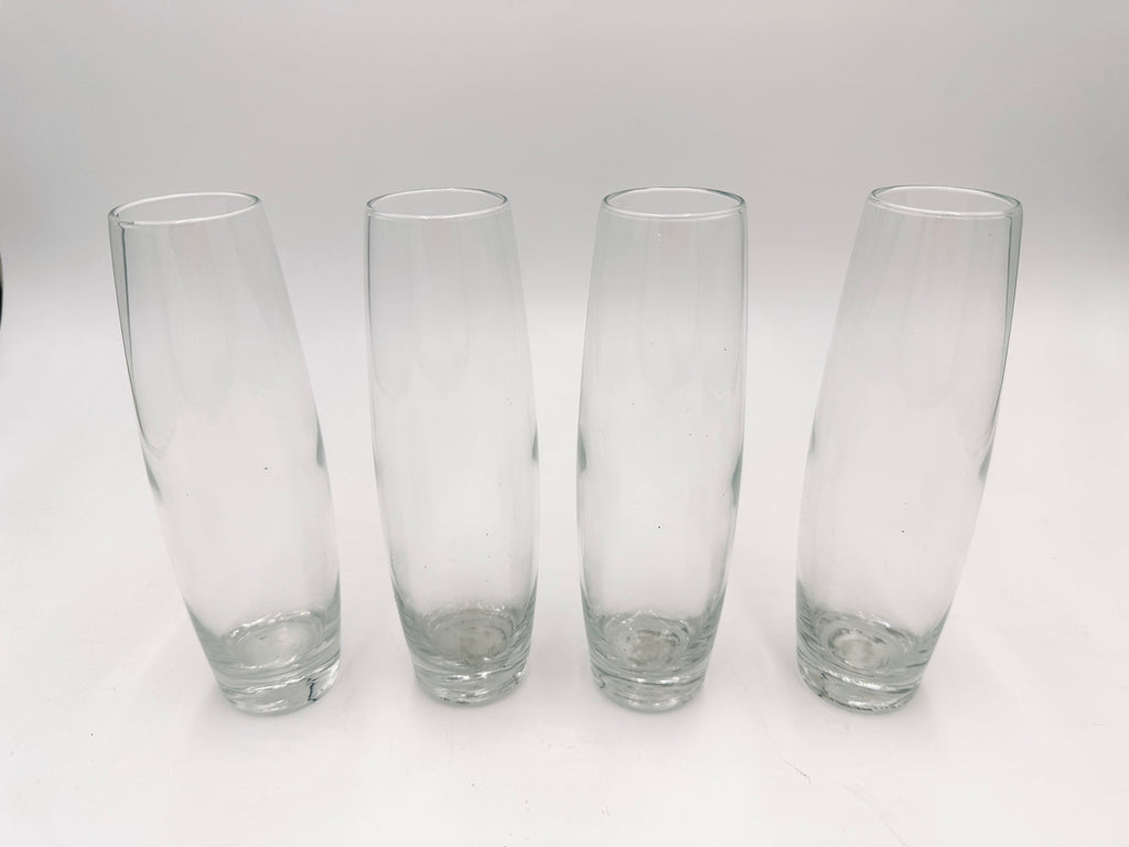 Set of Four Clear Tapered Glass Tumblers