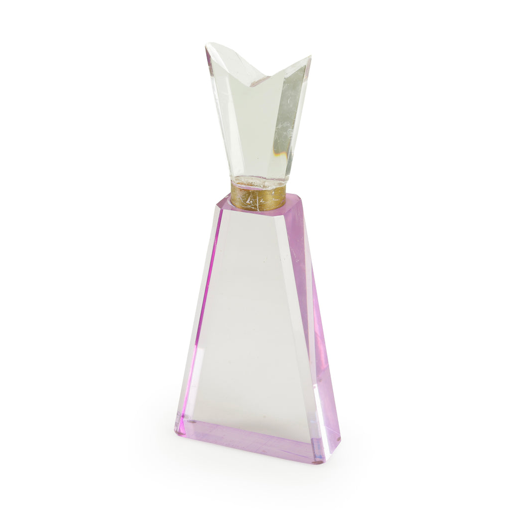 Geometric Clear and Lavender Acrylic Sculpture
