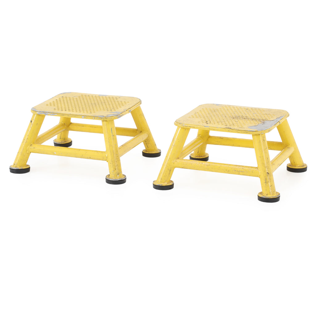 Yellow Perforated Metal Step Stools