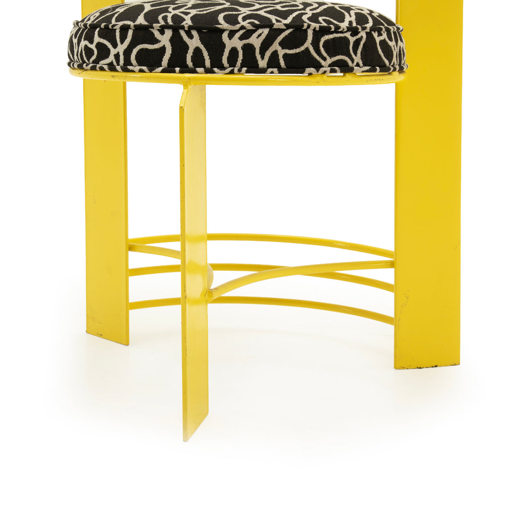 Yellow Metal Dining Chair with Patterned Upholstered Seat
