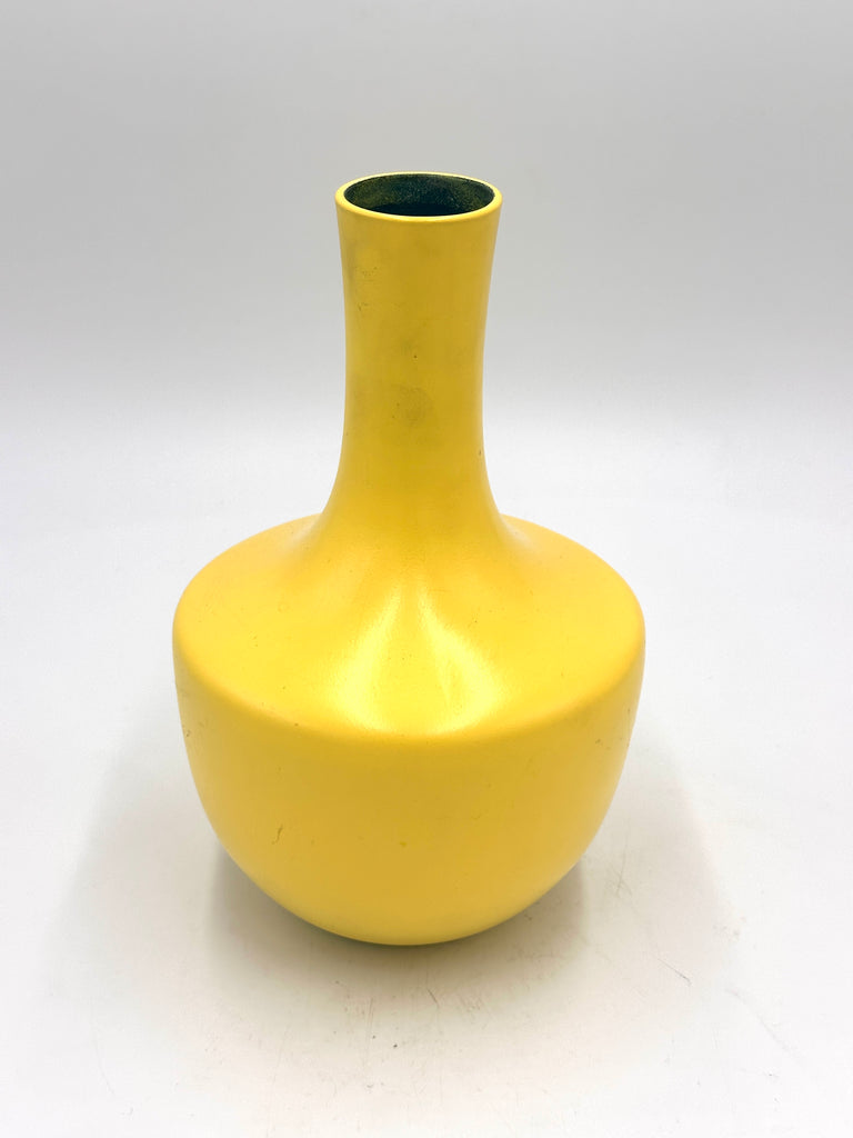Bright Yellow Ceramic Bulbous Neck Vase