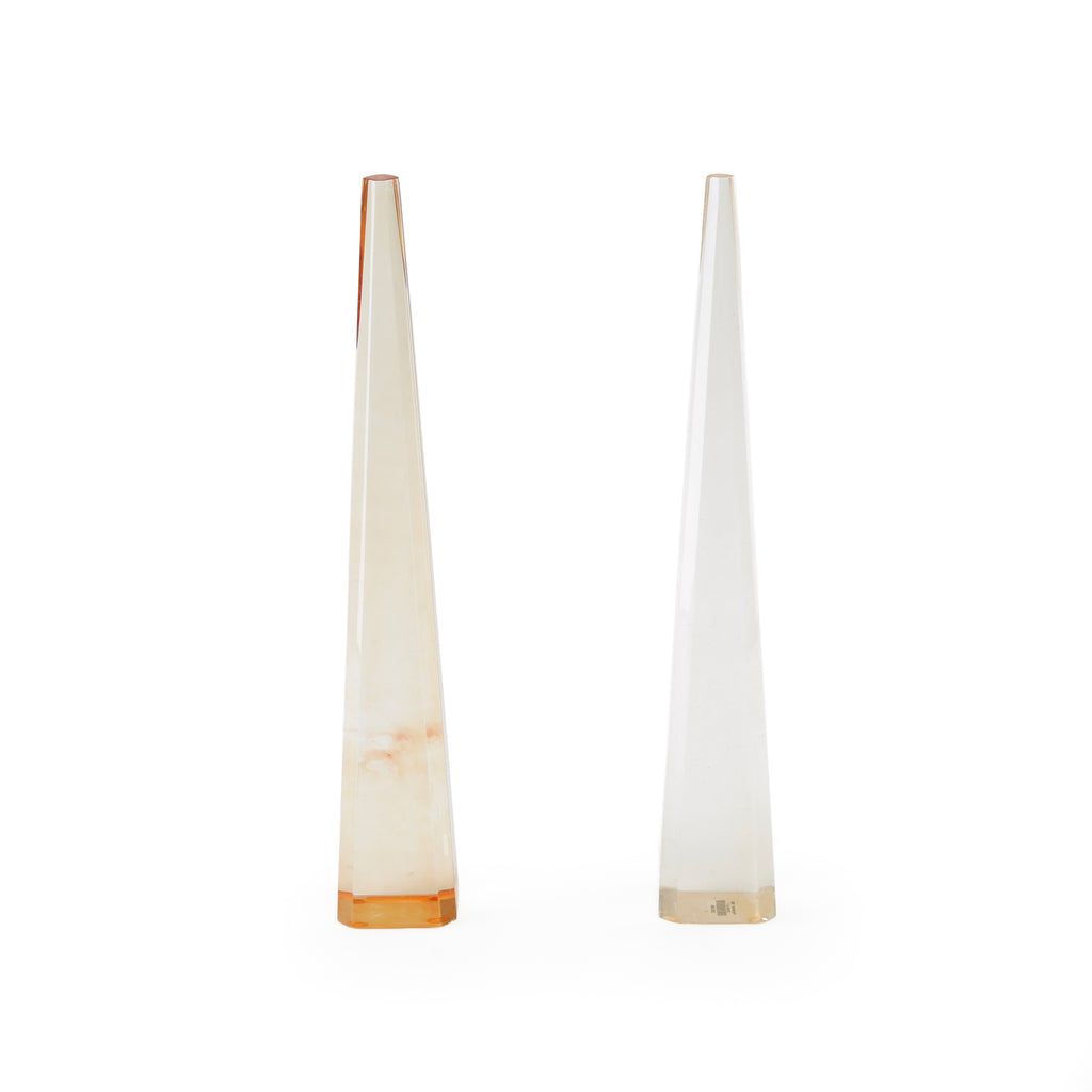 Faceted Amber and Clear Obelisks