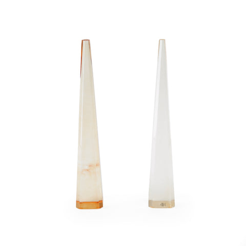 Faceted Amber and Clear Obelisks