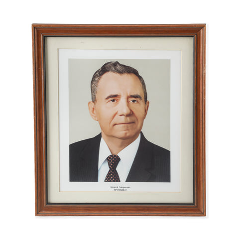Brown Wood Framed Portrait of Andrey Gromyko