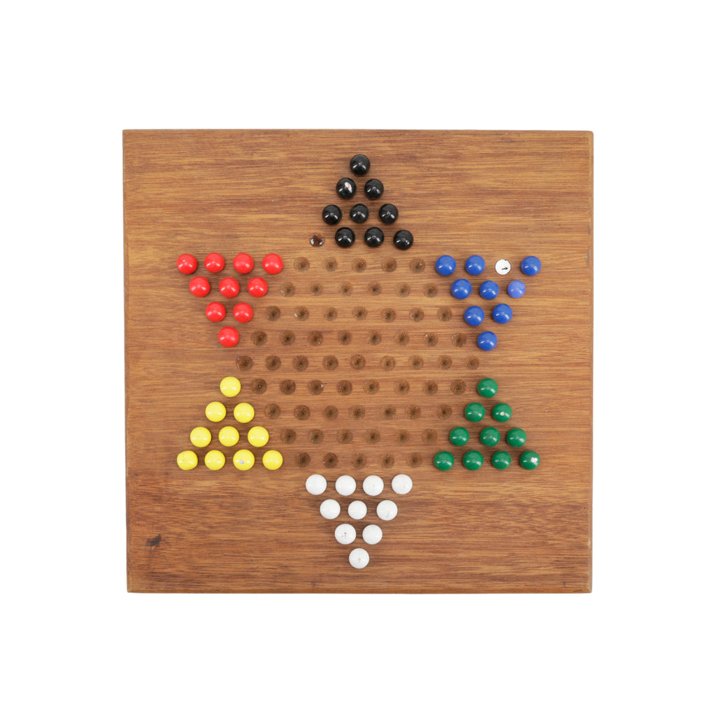 Wood Chinese Checkers with Colorful Marbles