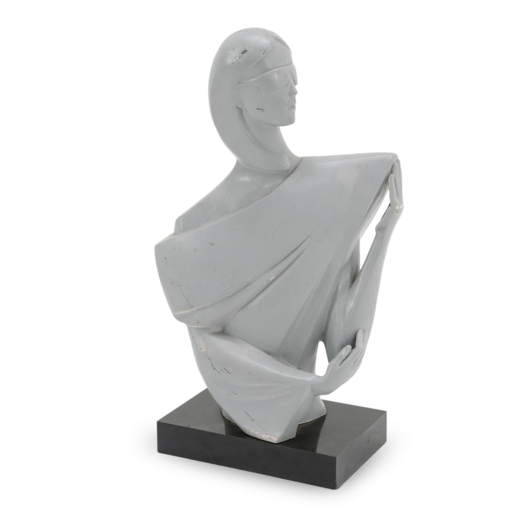 Light Gray Bust with Sunglasses on a Black Wood Base