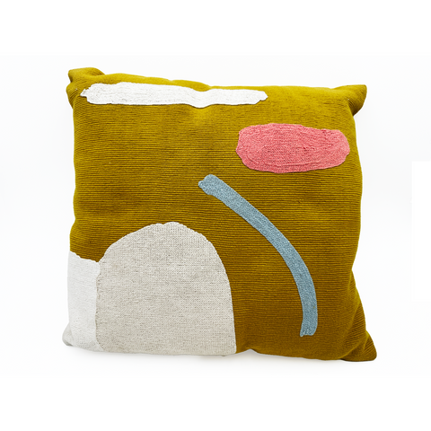 Yellow Abstract Square Throw Pillow