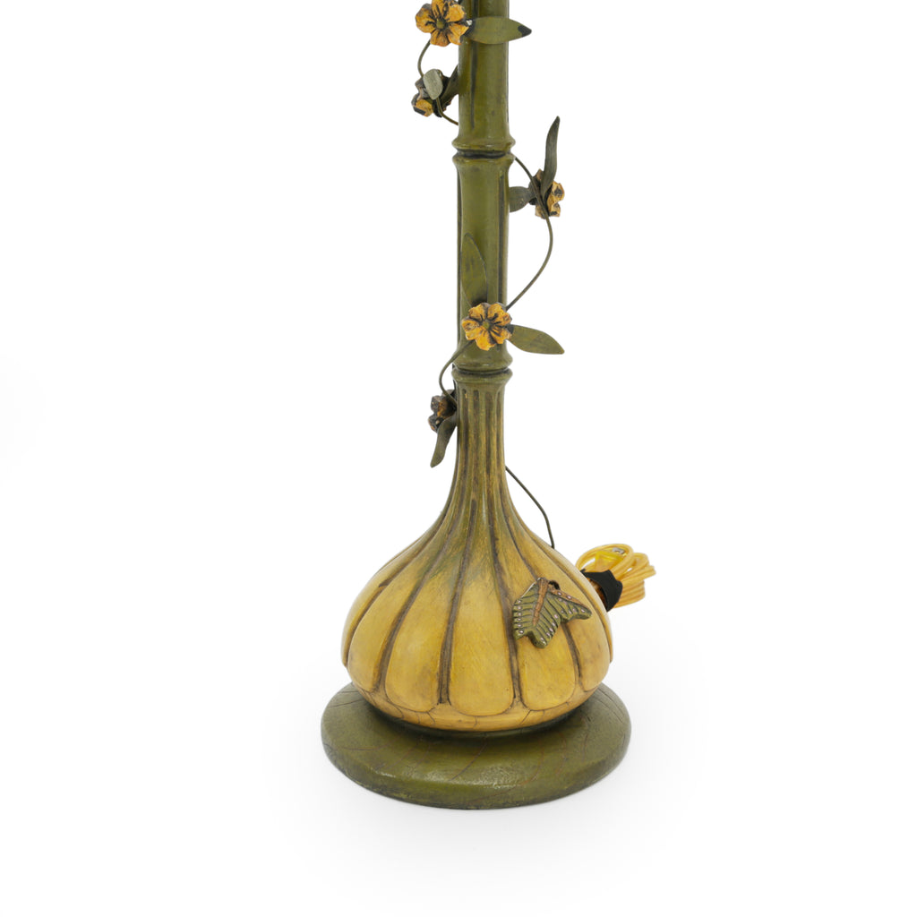 Olive Green & Gold Botanical Metal Table Lamp