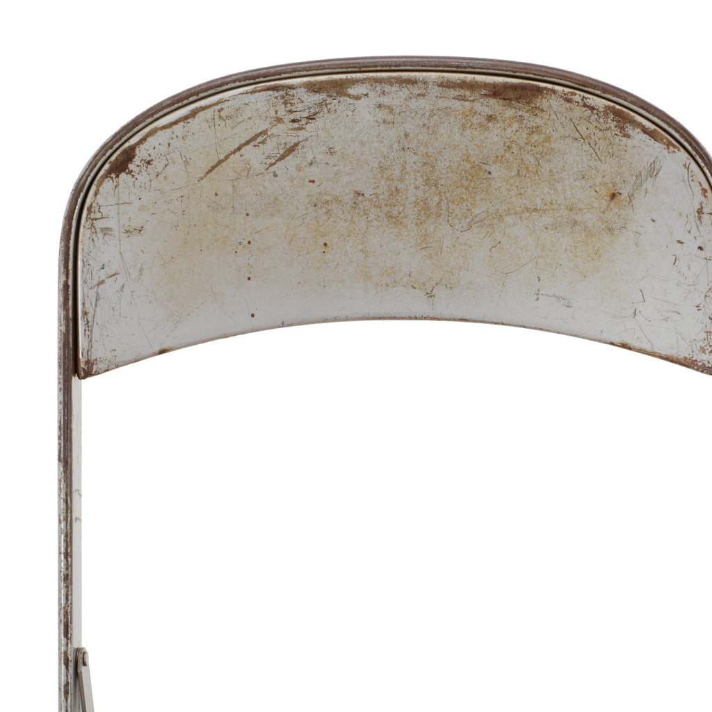 Gray Metal and Beige Wood Folding Chair