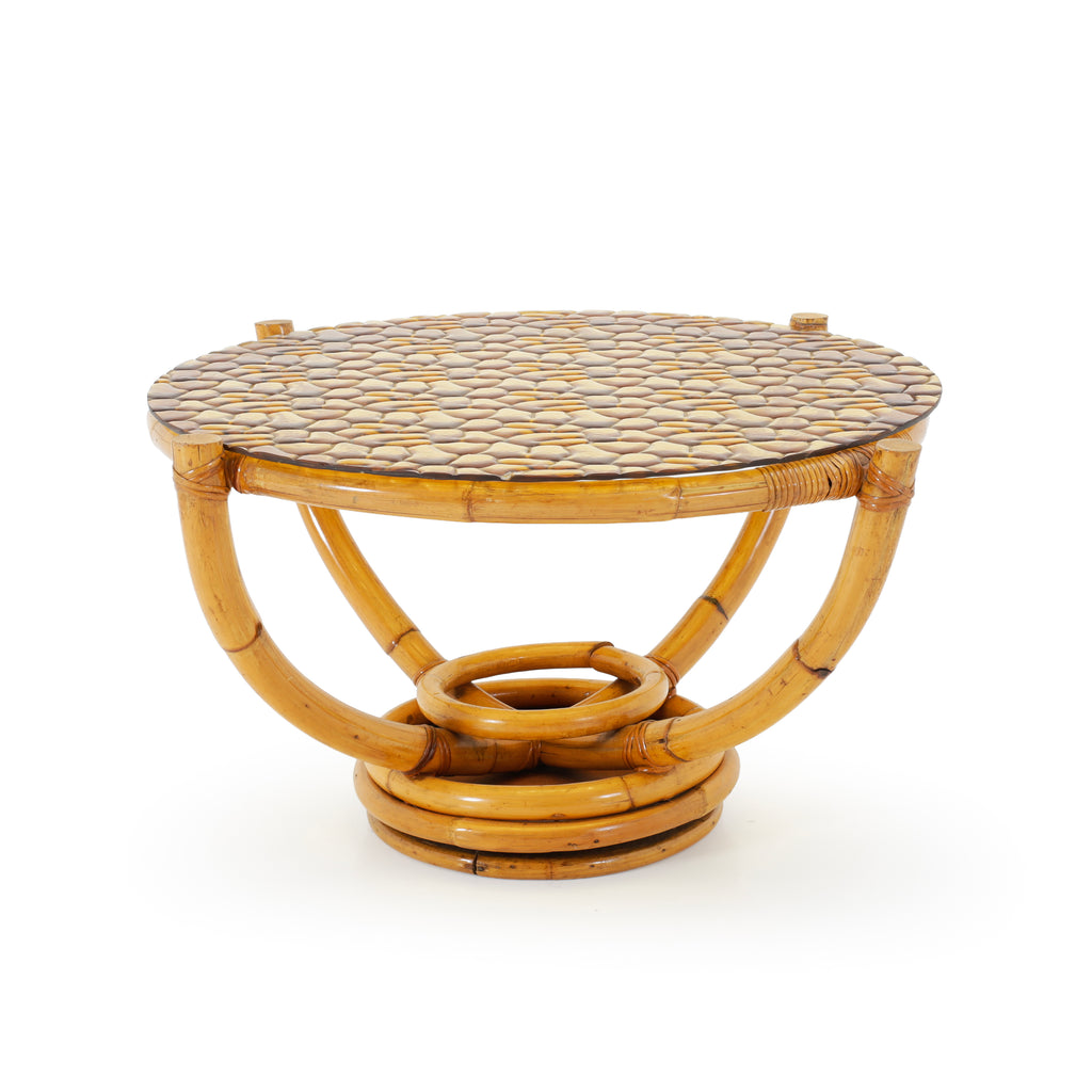 Textured Glass & Natural Bamboo Accent Table