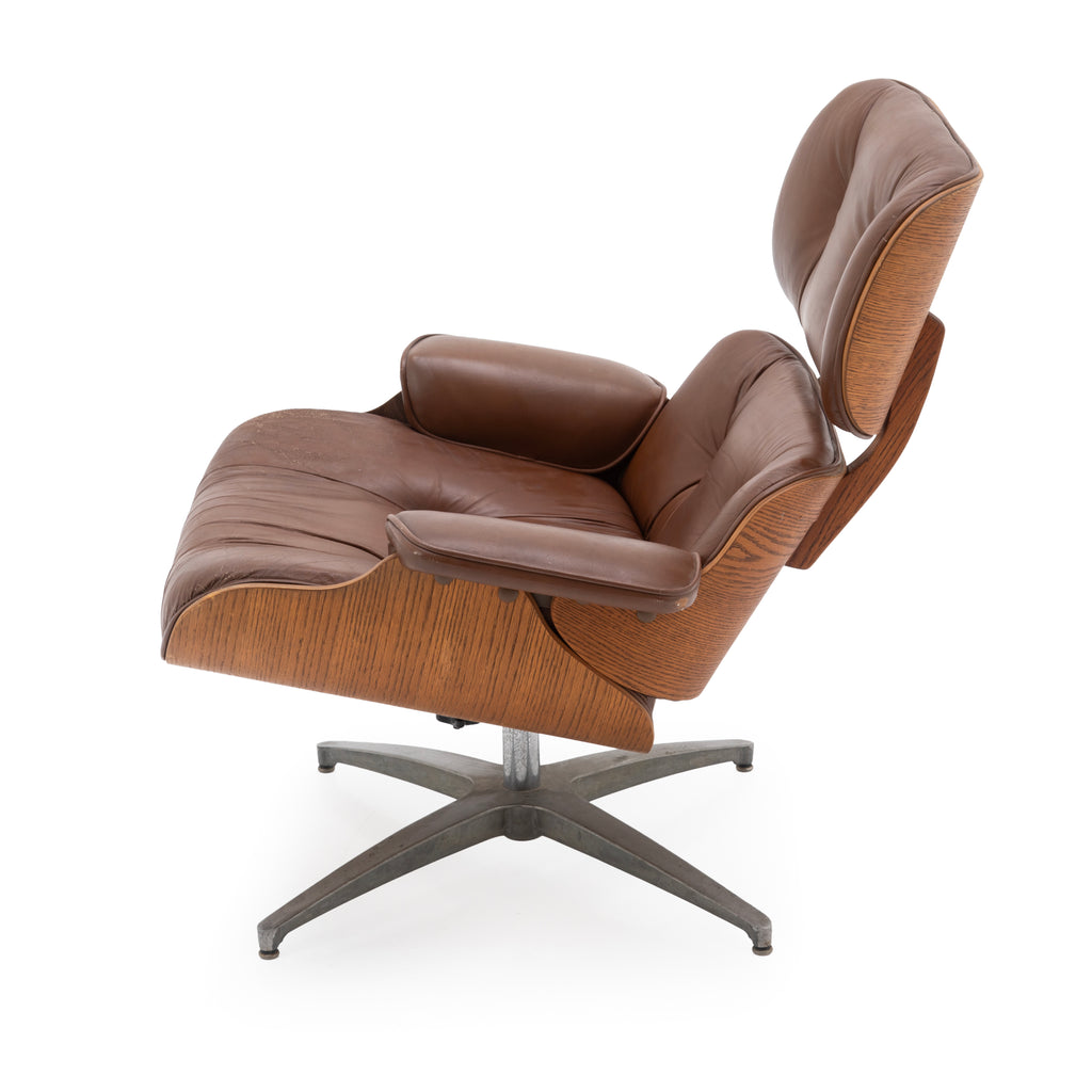 Brown Leather Eames Style Armchair