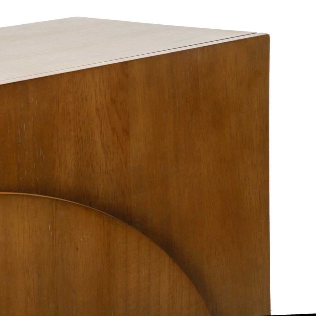Light Brown Wood Storage Cabinet with Half-Moon Doors