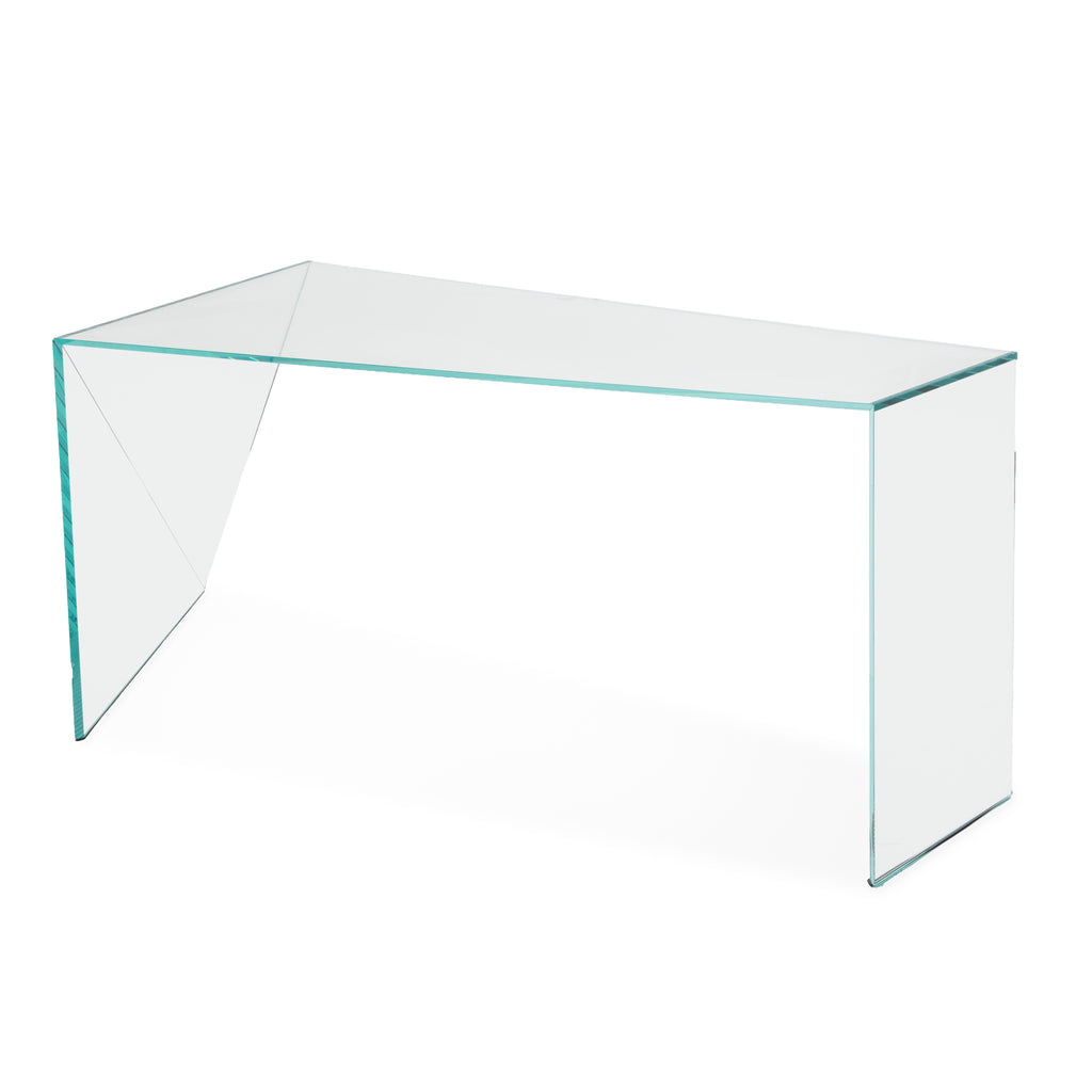Clear Tempered Glass Modern Waterfall Console Table