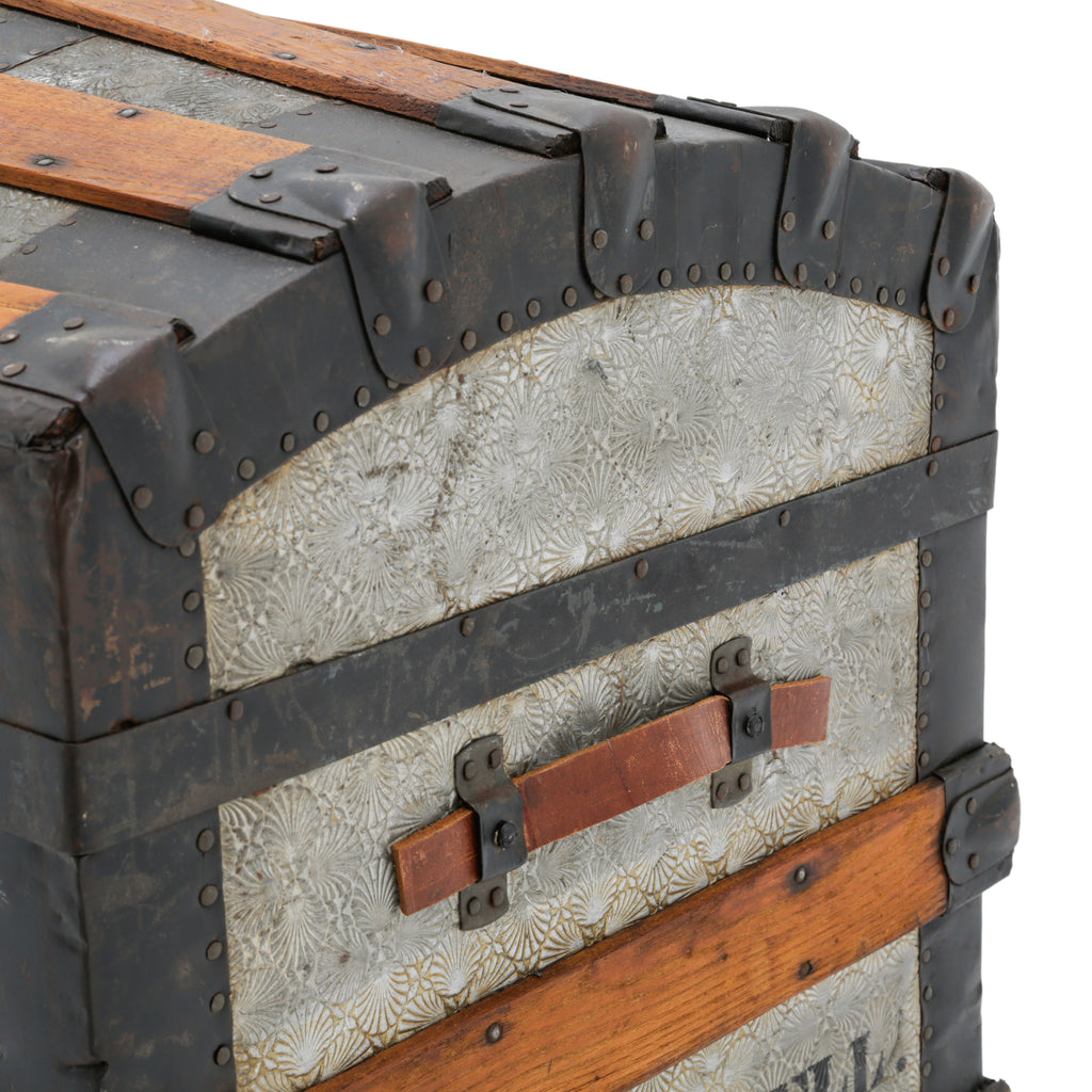Dome Top Wood and Metal Trunk
