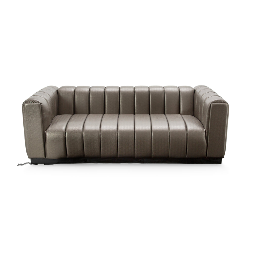 Dark Gray Channel Tufted Upholstered Sofa