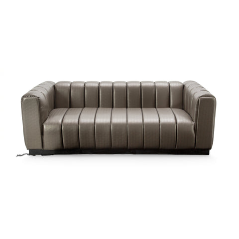 Dark Gray Channel Tufted Upholstered Sofa