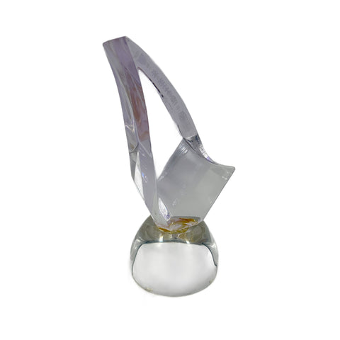 Clear Purple-tinted Lucite Twisting Ribbon Sculpture