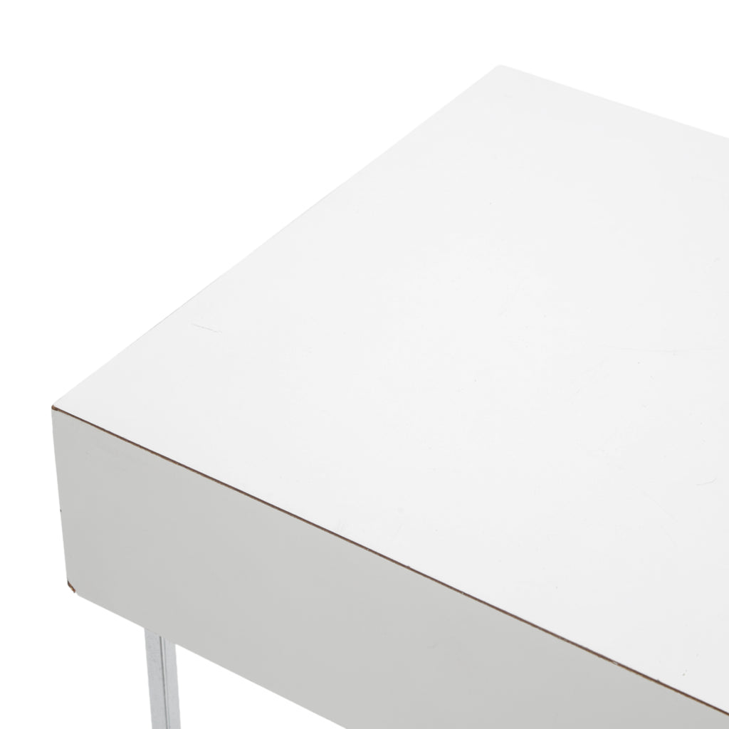 White Laminate Top Chrome Pedestal Table