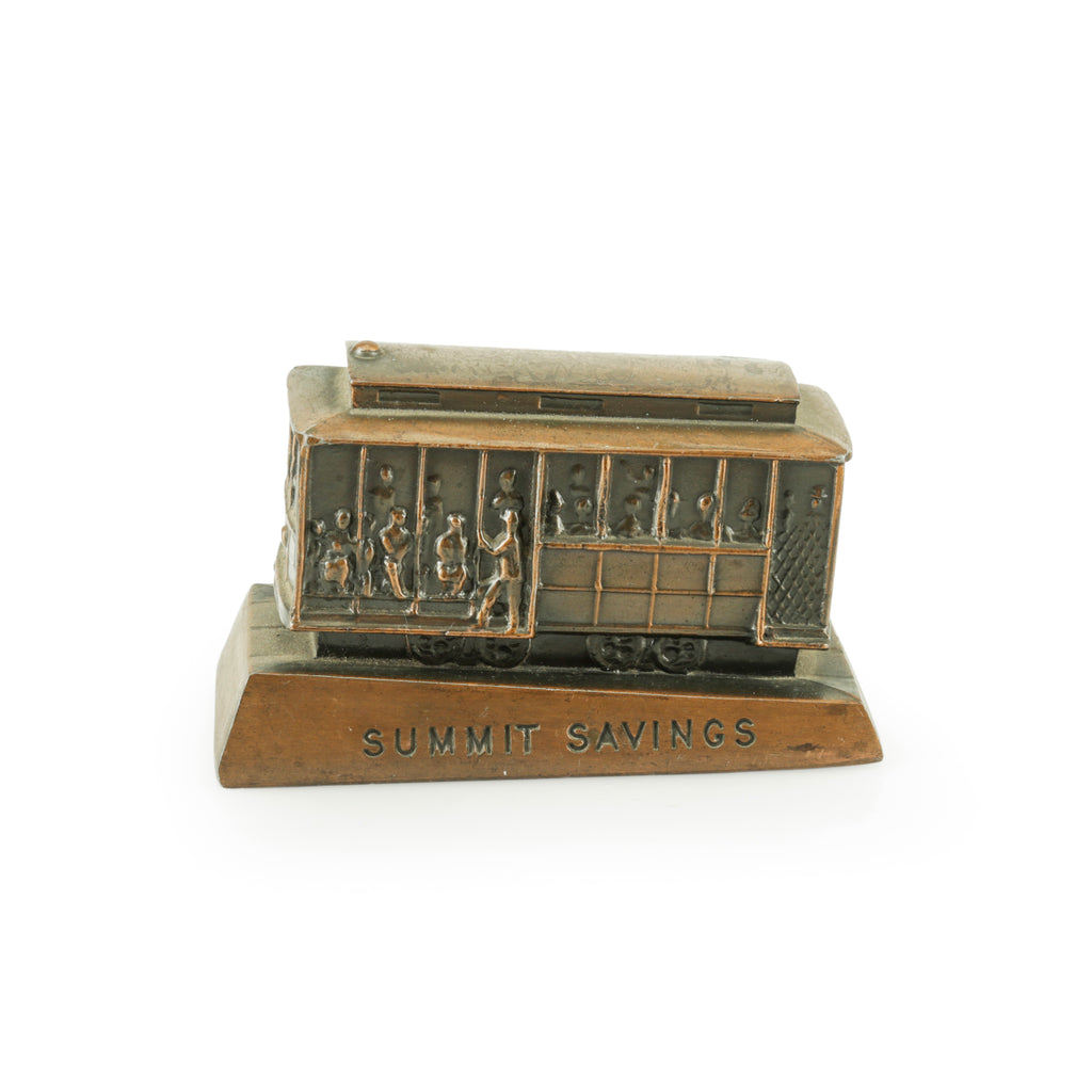 Bronze-Tone Metal Streetcar Figurine Coin Bank