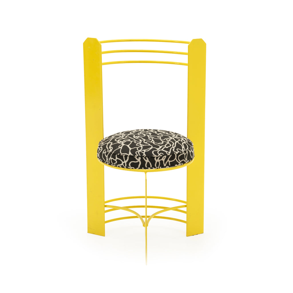 Yellow Metal Dining Chair with Patterned Upholstered Seat