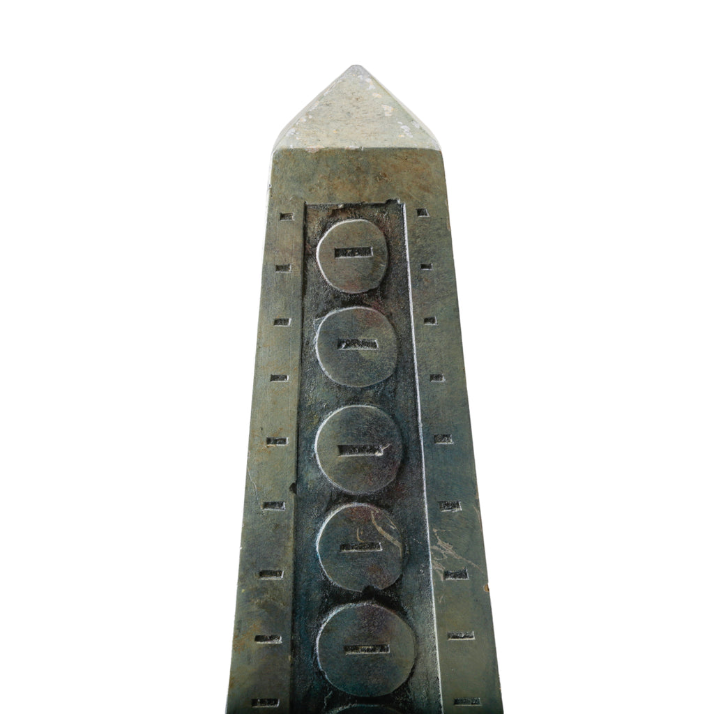 Green Geometric Obelisk Sculpture
