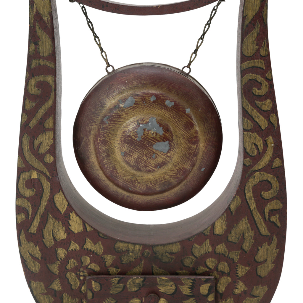Brass Decorative Table Gong with Lyre Stand