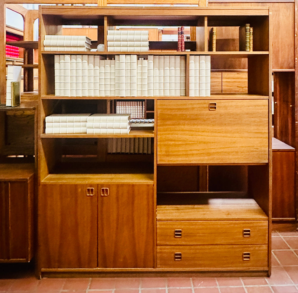 Wood Tall Contemporary Bookshelf Cabinet Unit