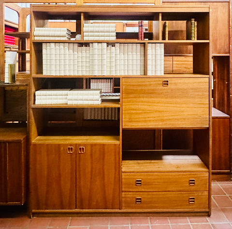 Wood Tall Contemporary Bookshelf Cabinet Unit