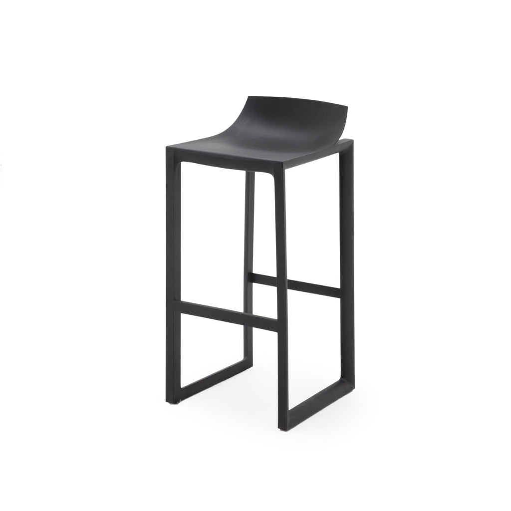 Black Plastic Modern Bar Stool with Curved Seat