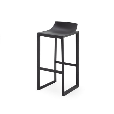 Black Plastic Modern Bar Stool with Curved Seat