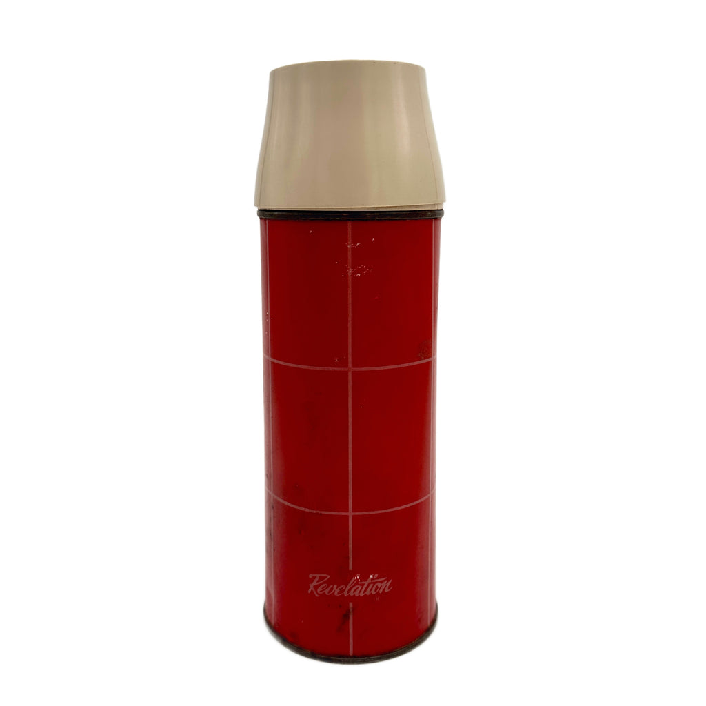 Red Enameled Metal Vintage Thermos
