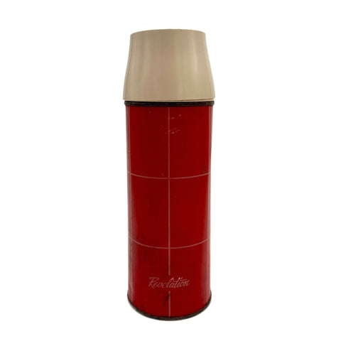 Red Enameled Metal Vintage Thermos
