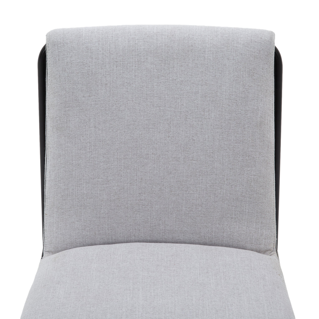 Light Gray Fabric Upholstered Dining Chair with Black Metal Frame