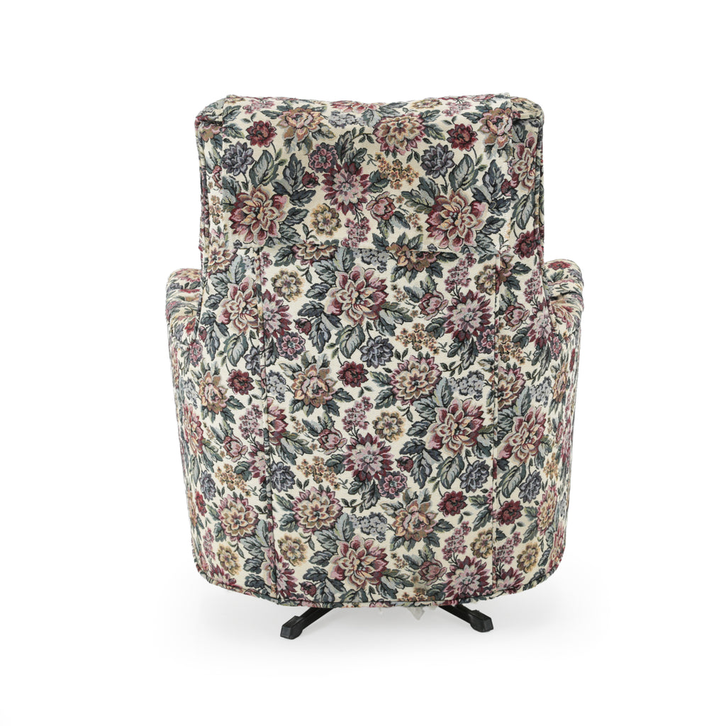 Beige Floral Tapestry Upholstered Armchair