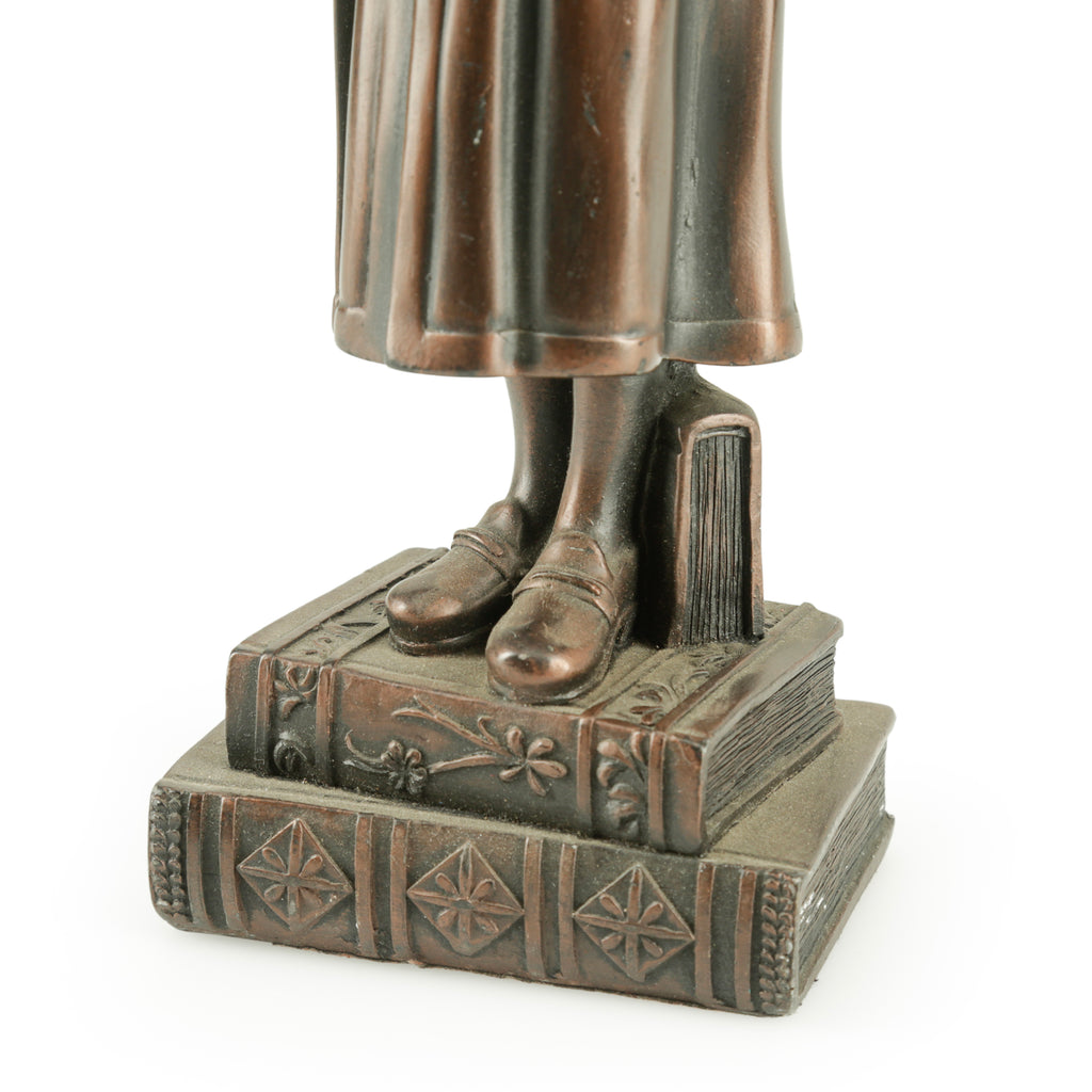 Bronze-Toned Female Graduate Figurine with Stacked Books